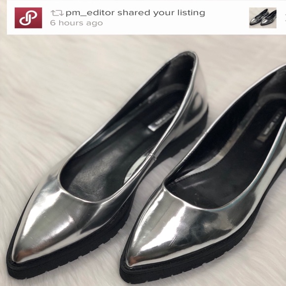 Zara Shoes - Zara Chrome Silver Flats